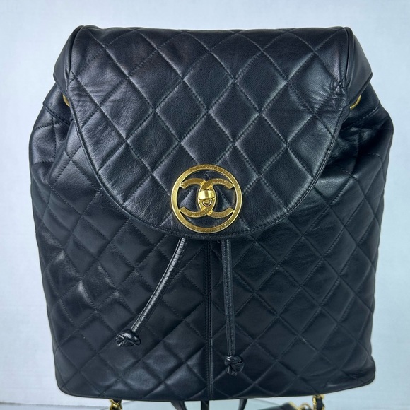 CHANEL CC TURNLOCK Matelasse Backpack Bag Leather Black Unisex - Picture 1 of 14
